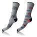 CRAZY SOCKS 2x - Veselé ponožky 2 páry - šedá - červená - tmavě modrá