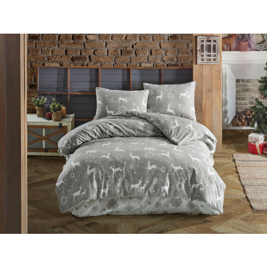 Prodloužené flanelové povlečení 140x220, 70x90 Escama grey