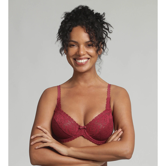 PLAYTEX FLOWER ELEGANCE RCS UNDERWIRE BRA - Dámská krajkovaná podprsenka s kosticí - tmavě červená
