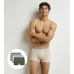 DIM COTTON STRETCH BIO BOXER 3x - Pánské boxerky z bio bavlny 3ks - zelená - světle hnědá - světle modrá