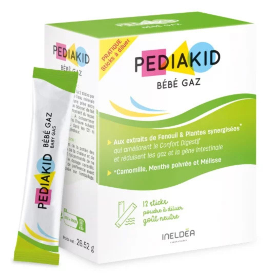 Pediakid Bébé Gaz – přírodní sáčky pro dobré trávení pro miminka s obsahem fenyklu, lípy, meduňky a heřmánku, 12 ks>