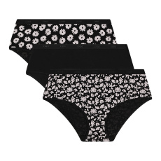 DIM LES POCKETS COTTON BOXER 3x - Dámské bavlněné kalhotky 3 ks - černá - bílá