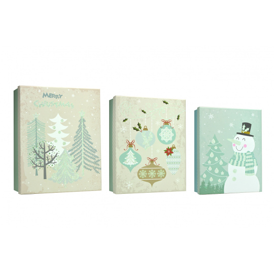 Vánoční dárkové krabice se třpytky - Sada 3 ks - Les