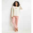 DIM FASHION PYJAMA SET - Dámské pyžamo set - bílá - růžová