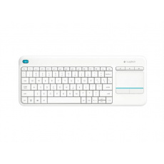 Logitech Wireless Touch Keyboard K400 plus, USB, bílá - CZ/SK