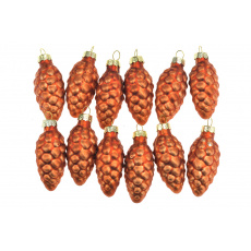 Skleněné šišky (5.5cm) - Oranžové, 12ks