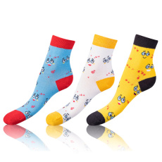 CRAZY KIDS SOCKS 3x - Dětské bláznivé ponožky 3 páry - žlutá - modrá - černá