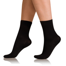 COTTON COMFORT SOCKS - Dámské bavlněné ponožky s pohodlným lemem - černá