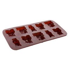forma na čokoládu zvířátka I 10ks 20,4x10,5x1,4cm silikon HN