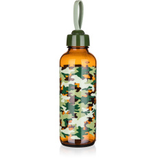 láhev na pití 450ml MANON sklo/PH HN,camouflage,s poutkem