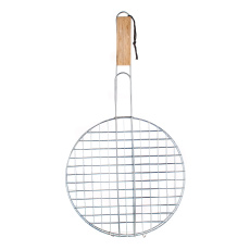 mřížka opékací kulatá pr.30cm BBQ, dřev. rukojeť mřížka opékací kulatá pr.30cm BBQ, dřev. rukojeť