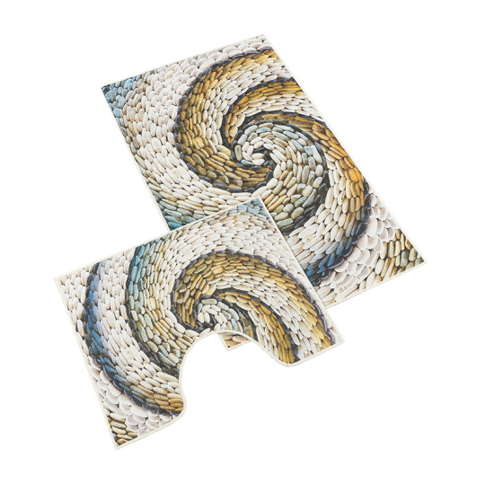 Koupelnová sada předložek 3D 60x100+60x50cm Oblázky béžové