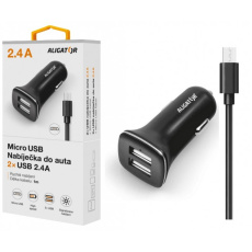 ALIGATOR Nabí. do auta microUSB 2,4A TCH černá