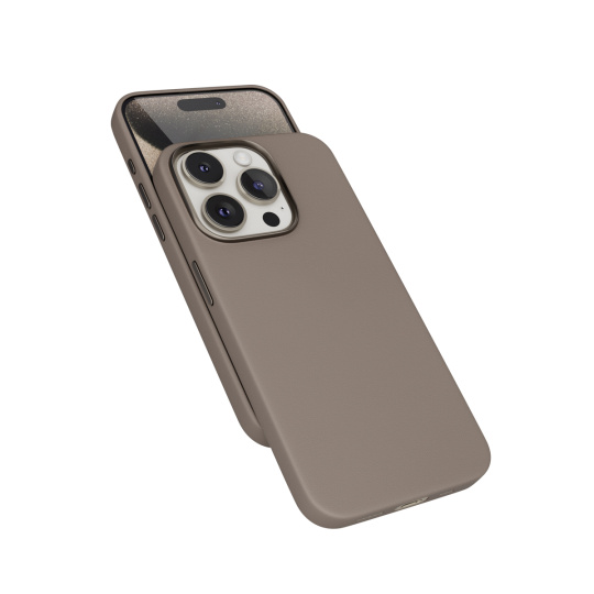 Epico Mag+ kožený kryt iPhone 15 Pro - písková