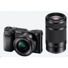 SONY Alfa6000 fotoaparát, 24.3MPix + 16-50mm + 55-210mm - černý