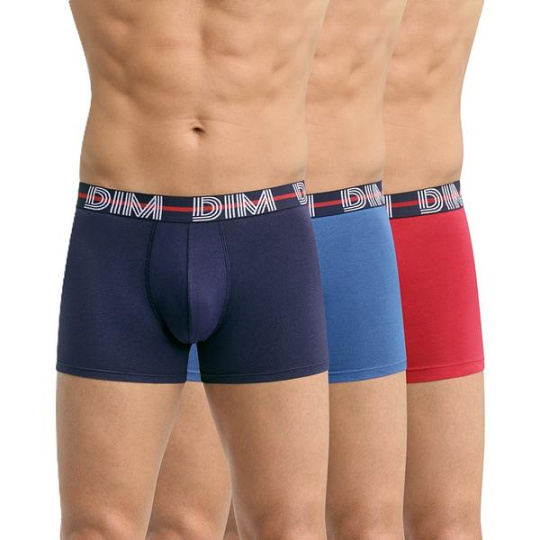 DIM POWERFUL BOXERS 3x - Pánské boxerky 3 ks - červená - tmavě modrá - světle modrá
