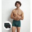 DIM COTTON STRETCH BOXER 3x - Pánské boxerky 3 ks - tmavě zelená - modrá - černá