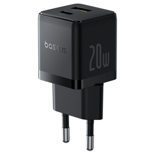 Baseus Rychlonabíječka do sítě Palm 20W 1xUSB-A 1xUSB-C PD QC 3.0 černá