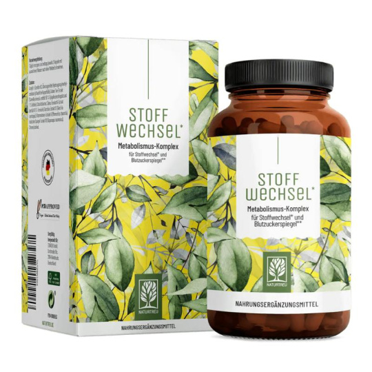 Naturtreu Metabolizmus – Komplex zeleného čaje, L-karnitinu a cholinu pro trávení a krevní cukr, 120 kapslí>