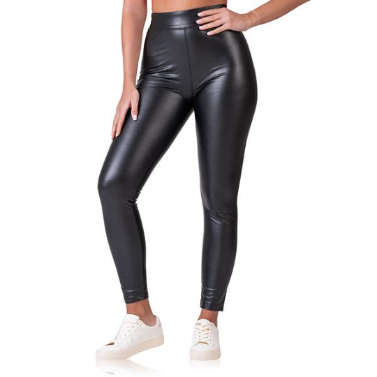 LEATHEROPTIC LEGGINGS - Dámské legíny koženého vzhledu - černá