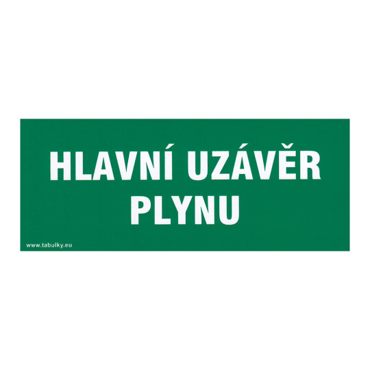 tabulka - HLAVNÍ UZÁVĚR PLYNU 210x87mm samolepicí