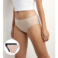 DIM BODY TOUCH MIDI BRIEF 2x - Dámské kalhotky 2 ks - černá - béžová