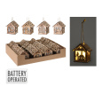 dekorace DOMEK 9cm LED závěsný dřev.mix
