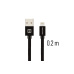 Datový kabel Swissten Textile USB / Lightning 0,2 m černý