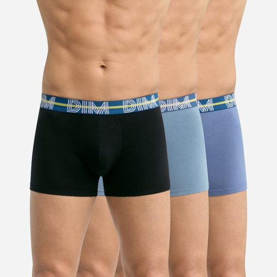 DIM POWERFUL BOXERS 3x - Pánské boxerky 3 ks - světle modrá - šedá - černá