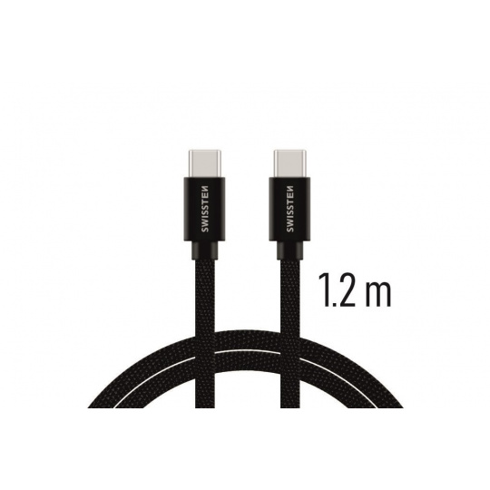Datový kabel Swissten Textile USB-C / USB-C 1,2m černý