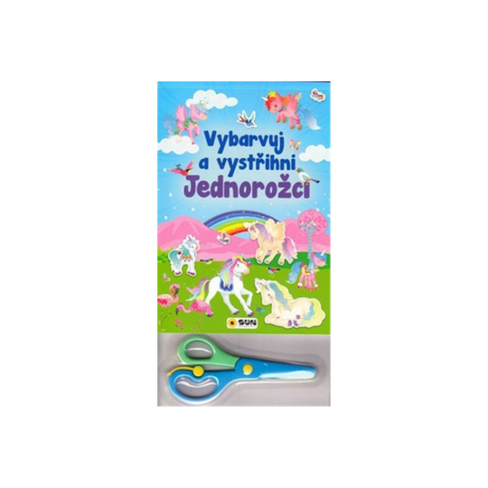 Vybarvuj a Vystřihni Jednorožci - modrá
