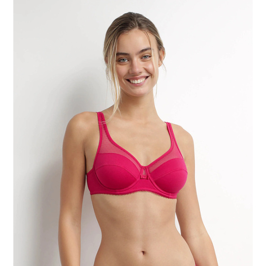 DIM GENEROUS COTTON BIO BRA - Dámská podprsenka z bio bavlny - červená