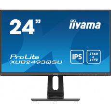 24'' iiyama XUB2493QSU-B1: IPS, WQHD, 300cd/m2, 4ms, HDMI, DP, USB, height, pivot, černý