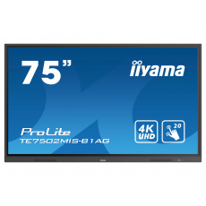 75'' iiyama TE7502MIS-B1AG: VA, 4K, 400cd/m2, iiWare, WiFi, 2x Touch Pen, HDMI, 20P