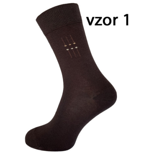 Pánské ponožky 5074 tmavě hnědé vzor 1
