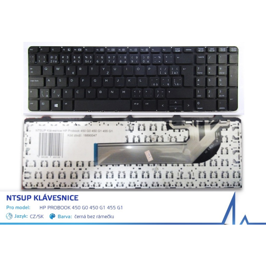 NTSUP Klávesnice HP Probook 450 G0 450 G1 455 G1 černá CZ/SK bez rámečku