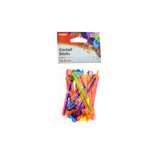 Set 30 kusů různobarevných plastových napichovátek na jednohubky - BANQUET
