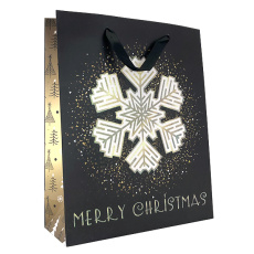 Dárková vánoční taška motiv Luxus a Vločka 25,5x31x10cm