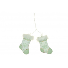 Dřevěné vánoční ozdoby, ponožky, zelené