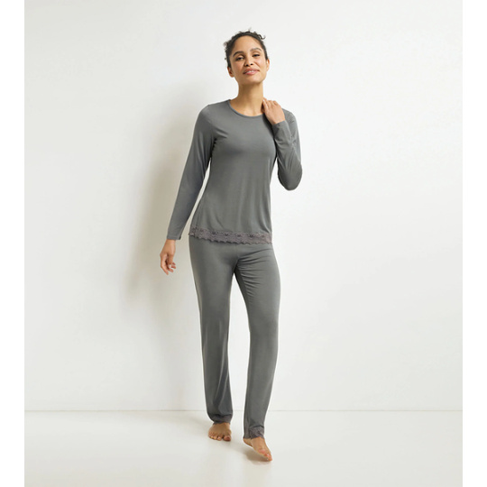 DIM MODAL PYJAMAS SET - Dámské modalové pyžamo set - šedá
