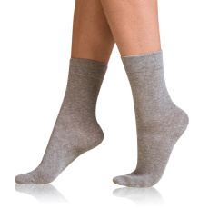COTTON COMFORT SOCKS - Dámské bavlněné ponožky s pohodlným lemem - šedý melír