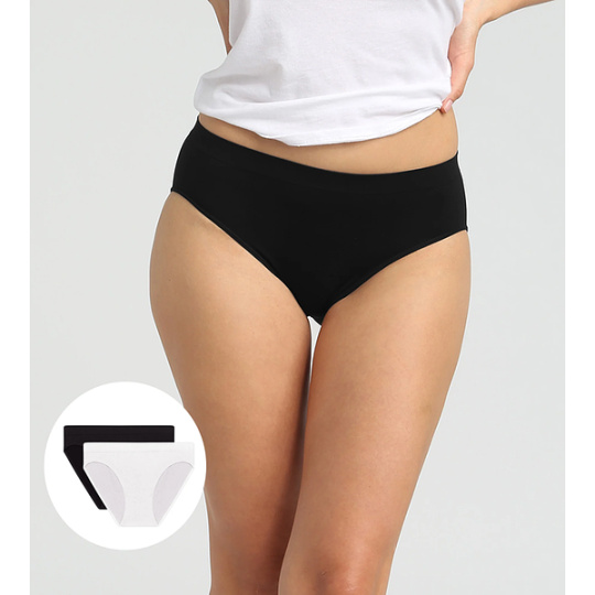 DIM SEAMLESS MAXI BRIEF 2x - Dámské bezešvé kalhotky 2 ks - černá - bílá