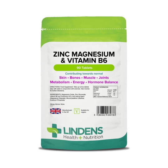 LINDENS Health + Nutrition Zinek, Hořčík & Vitamín B6, 90 tablet>