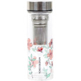 Yoko Design skleněná láhev se sítkem na čaj 350ml růžová