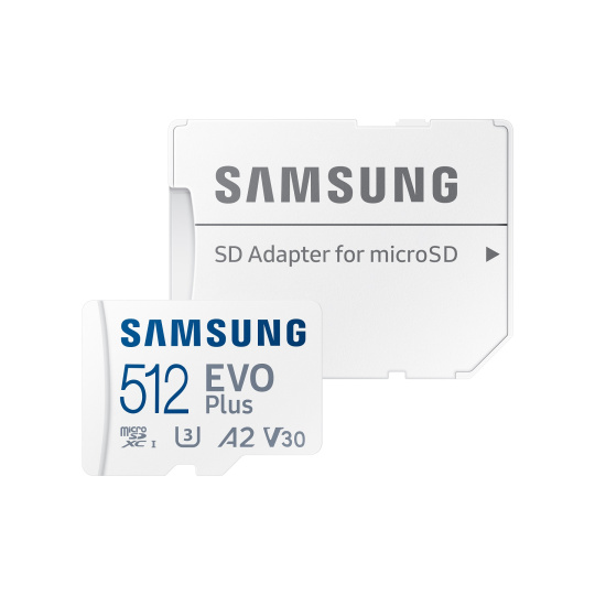 Samsung EVO Plus/micro SDXC/512GB/UHS-I U3 / Class 10/+ Adaptér/Bílá