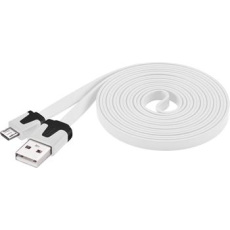 PremiumCord Kabel microUSB 2.0, A-B, plochý, bílý