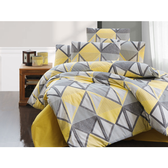 Povlečení francouzské bavlna 200x200,70x90 Mystery yellow