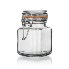 dóza hermetická 100ml, hranatá, skl. s patentním uzávěrem LINA dóza hermetická 100ml, hranatá, skl. s patentním uzávěrem LINA