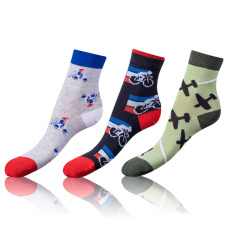 CRAZY KIDS SOCKS 3x - Dětské bláznivé ponožky 3 páry - zelená - šedá - modrá