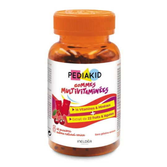 Pediakid Multivitamínové veganské přírodní gumové bonbóny pro děti (třešňová příchuť), 60 ks>